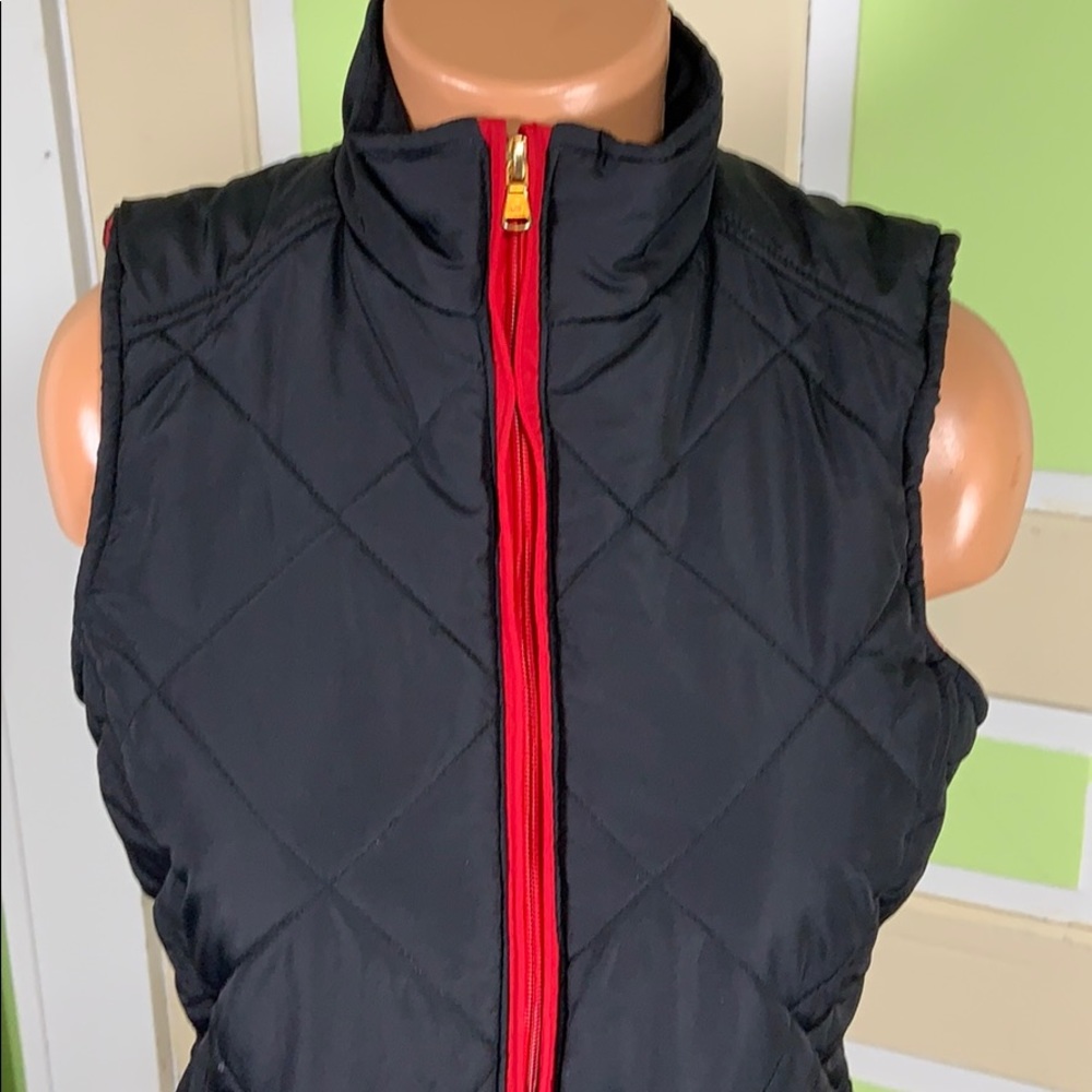 L-LR RALPH LAUREN BLACK RED PUFFER VEST MED - Picture 2 of 7